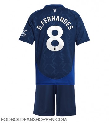 Manchester United Bruno Fernandes #8 Udebanetrøje Børn 2024-25 Kortærmet (+ Korte bukser)